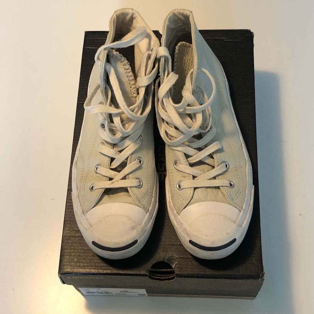Converse unisex high-top laced leather sneakers JP Jack Mid buff / white